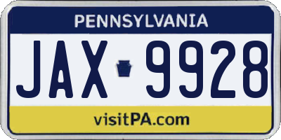 PA license plate JAX9928
