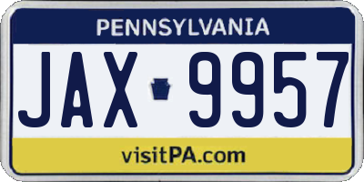 PA license plate JAX9957