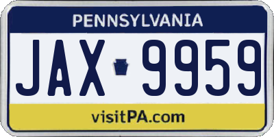 PA license plate JAX9959