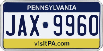 PA license plate JAX9960