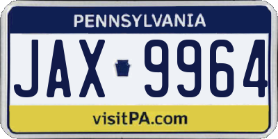 PA license plate JAX9964