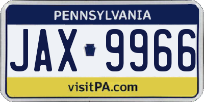 PA license plate JAX9966