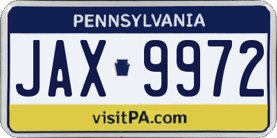 PA license plate JAX9972