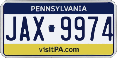 PA license plate JAX9974