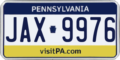 PA license plate JAX9976