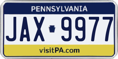 PA license plate JAX9977