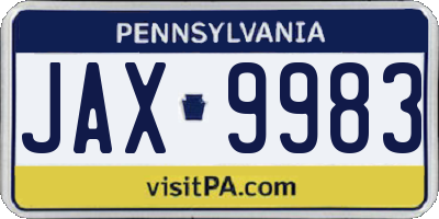 PA license plate JAX9983