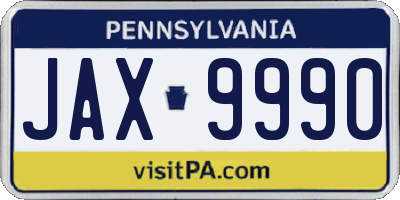 PA license plate JAX9990