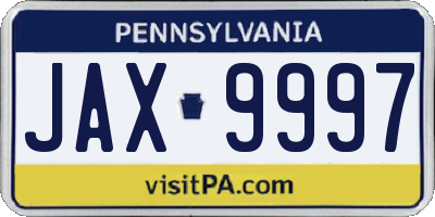PA license plate JAX9997
