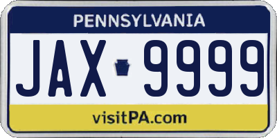 PA license plate JAX9999