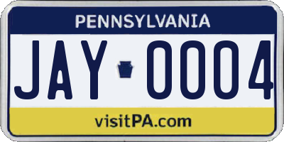 PA license plate JAY0004