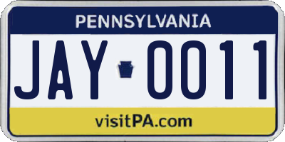 PA license plate JAY0011