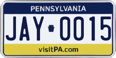 PA license plate JAY0015