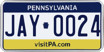 PA license plate JAY0024