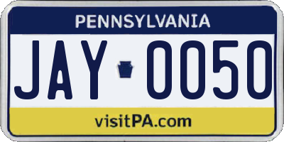 PA license plate JAY0050