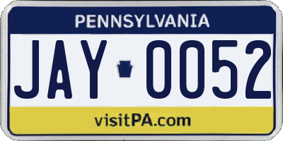 PA license plate JAY0052