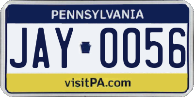 PA license plate JAY0056