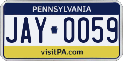 PA license plate JAY0059