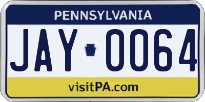 PA license plate JAY0064