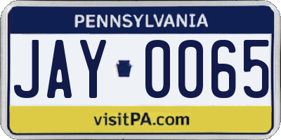 PA license plate JAY0065