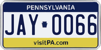 PA license plate JAY0066