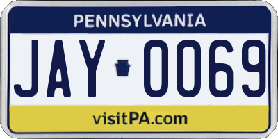 PA license plate JAY0069