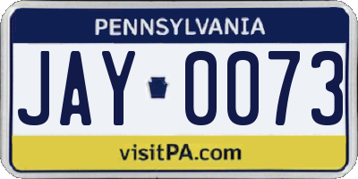 PA license plate JAY0073