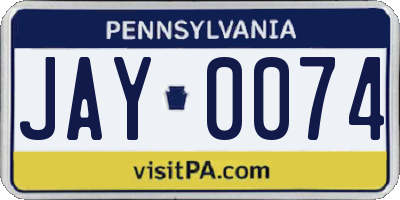 PA license plate JAY0074