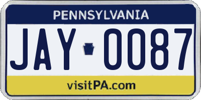 PA license plate JAY0087