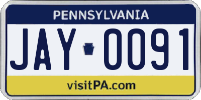 PA license plate JAY0091