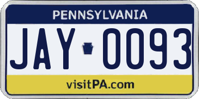 PA license plate JAY0093