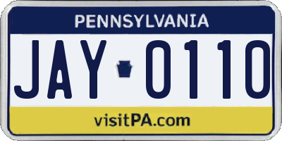 PA license plate JAY0110