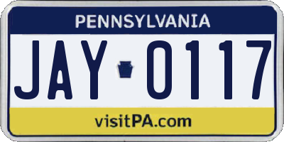 PA license plate JAY0117