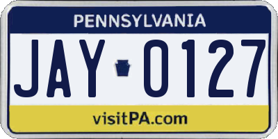 PA license plate JAY0127