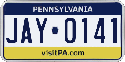 PA license plate JAY0141