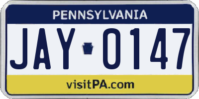 PA license plate JAY0147
