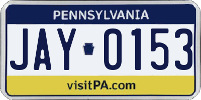 PA license plate JAY0153