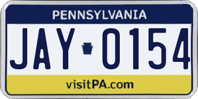 PA license plate JAY0154