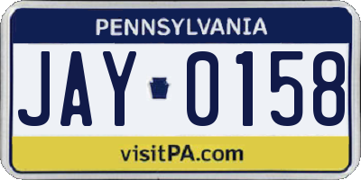 PA license plate JAY0158