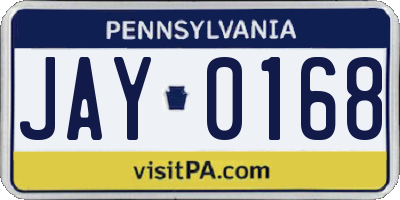 PA license plate JAY0168