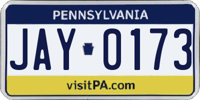 PA license plate JAY0173