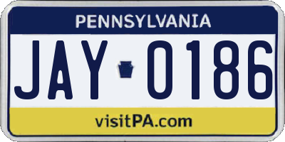 PA license plate JAY0186