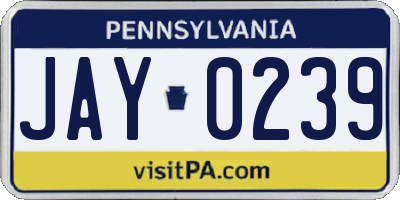 PA license plate JAY0239