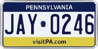 PA license plate JAY0246