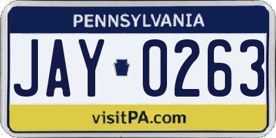 PA license plate JAY0263