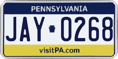 PA license plate JAY0268