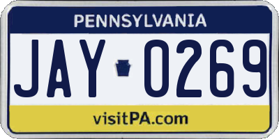 PA license plate JAY0269