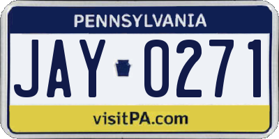 PA license plate JAY0271