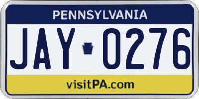 PA license plate JAY0276