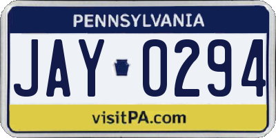 PA license plate JAY0294